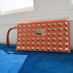 Michael Kors Orange Studded Clutch